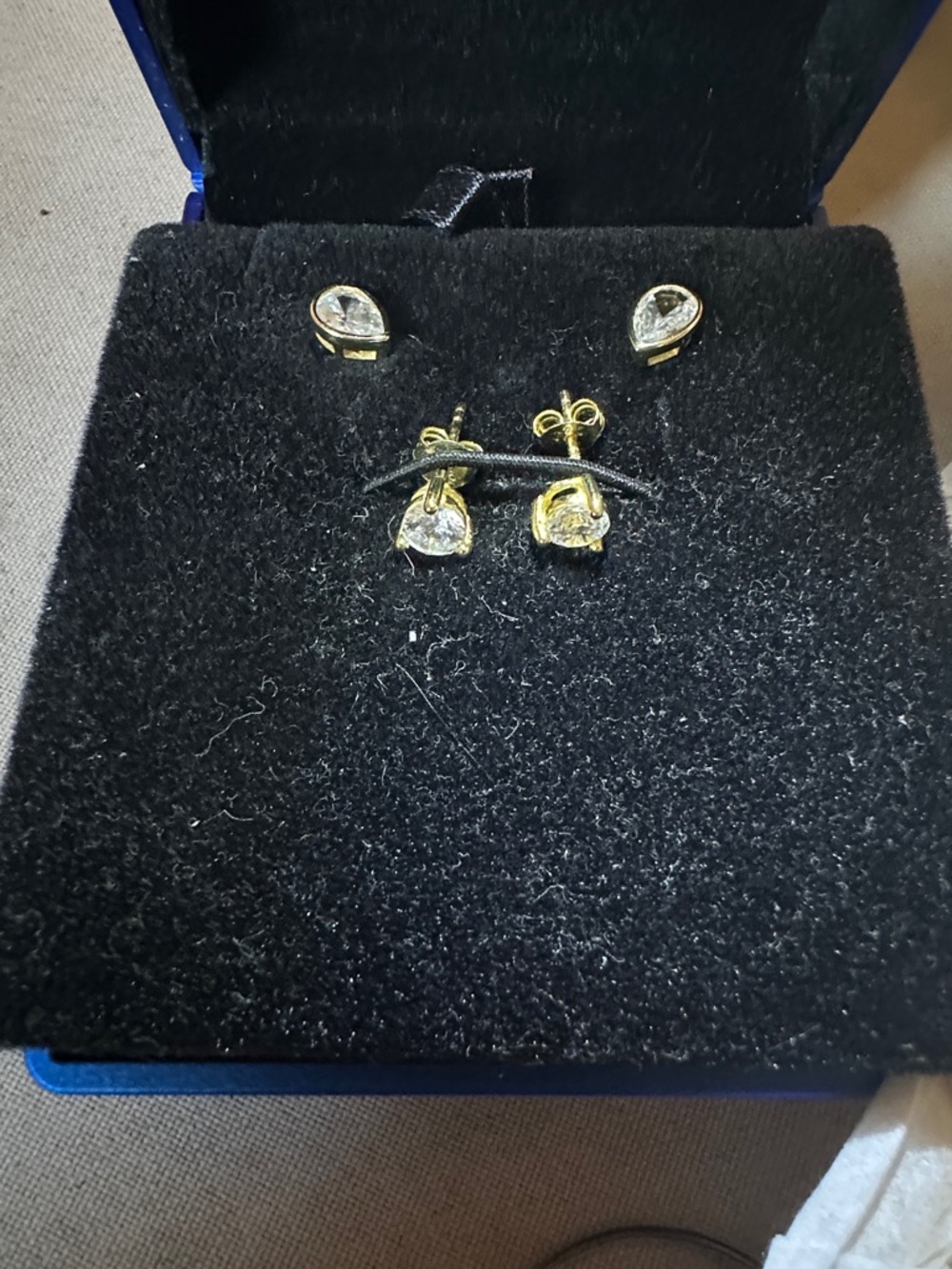 Gold-Tone Clear Crystal Teardrop Stud Earrings for Women